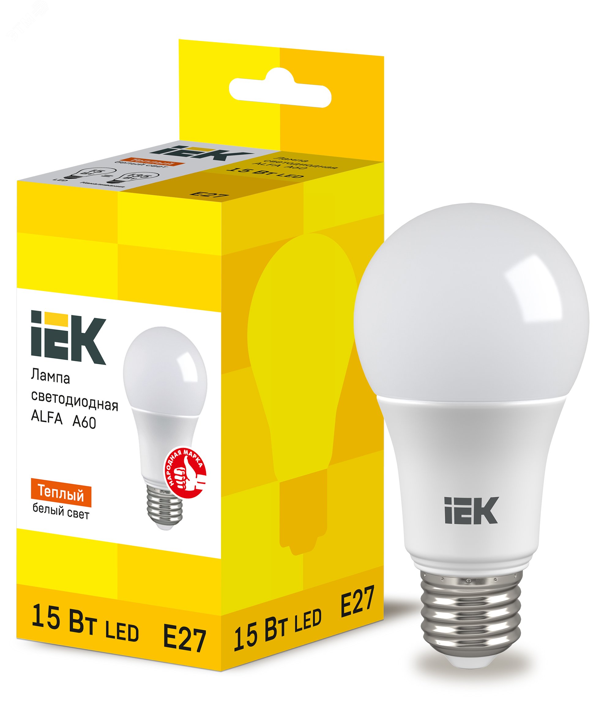 Изображение товара Лампа LED ALFA A60 груша 15Вт 230В 3000К E27 6шт (шт)