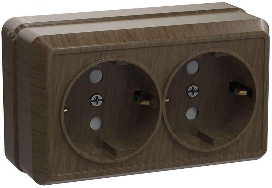 Изображение товара OKTAVA Розетка 2-местная с заземлением открытая установка 16А дуб ОКТАВА