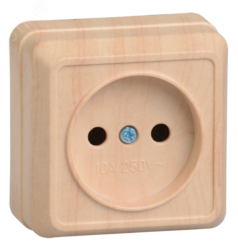 Изображение товара Розетка 1-местная без заземления серии ОКТАВА 220В 10А с деревянной отделкой