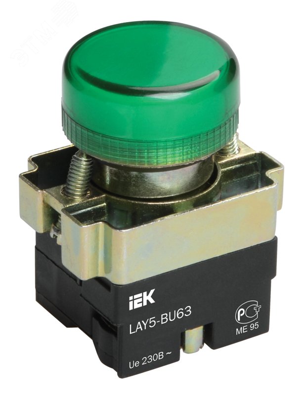 Индикатор LAY5-BU63 зеленого цвета диам. 22мм BLS50-BU-K06 IEK
