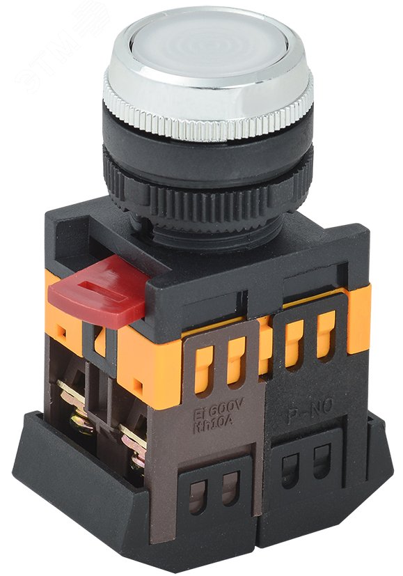 Изображение товара Кнопка белая ABLFS-22 1з+1р плоская с подсветкой неон 240В (шт)