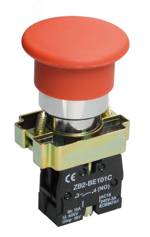 Изображение товара Кнопка управления LAY5-BC41 Грибок без подсветки (шт)