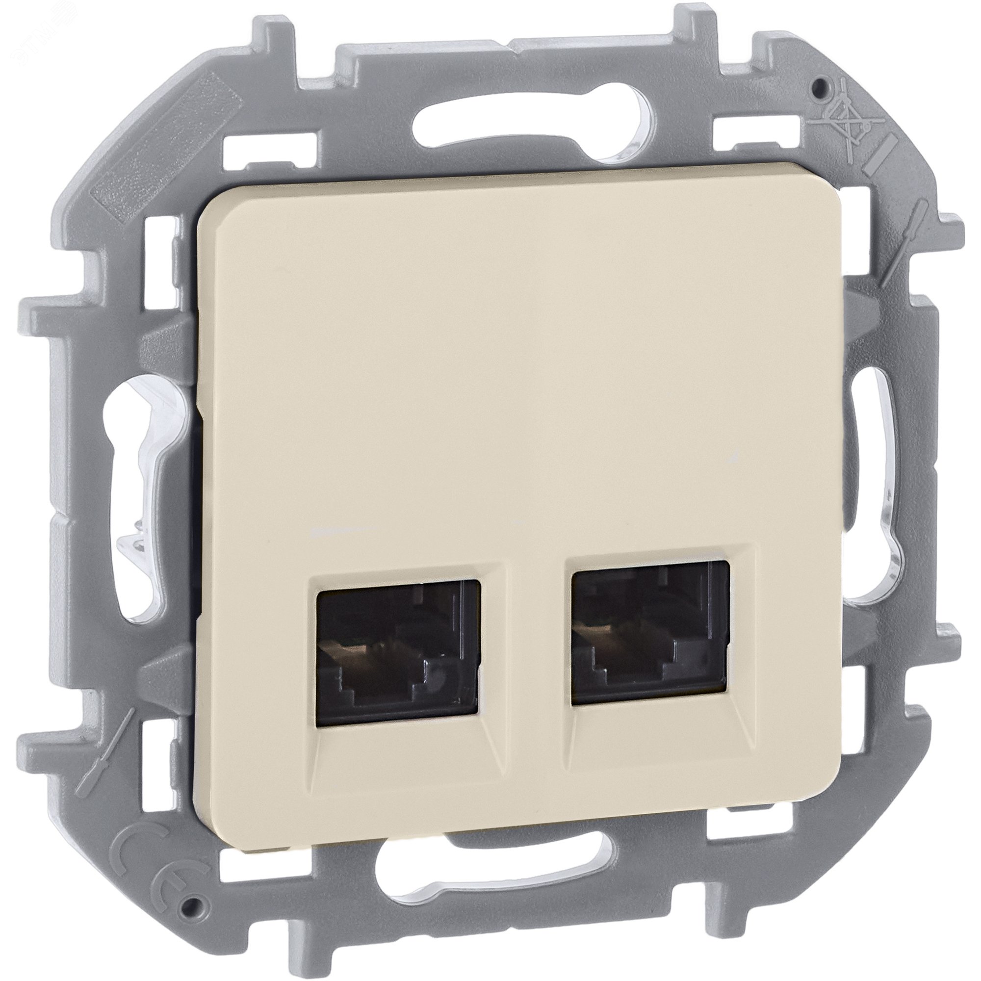 Изображение товара Розетка компьютерная двойная RJ45 категория 5е INSPIRIA слоновая кость