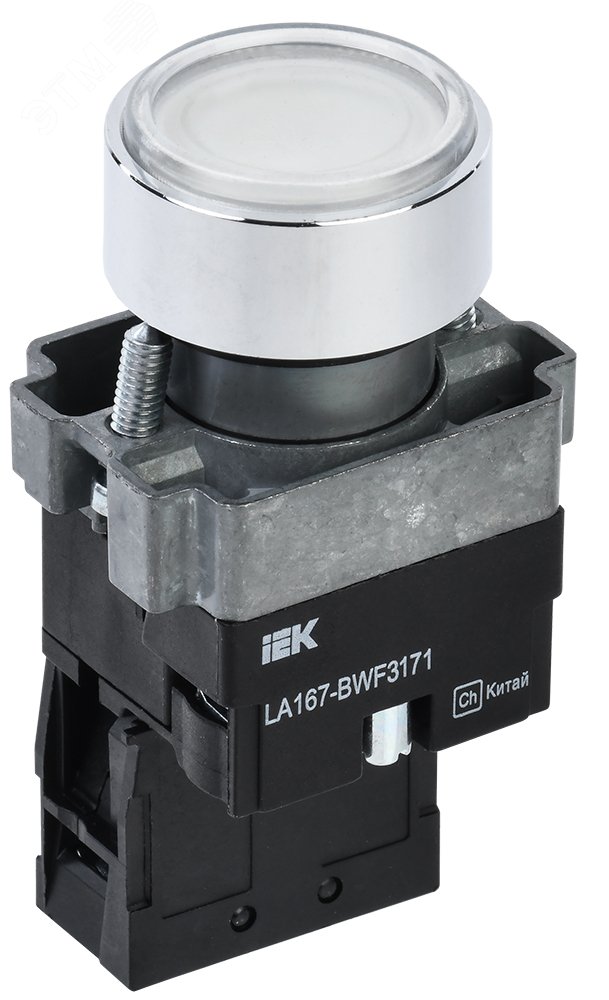 Изображение товара Кнопка LA167-BWF3171 d=22мм RC 1з с подсвет. белая (шт)