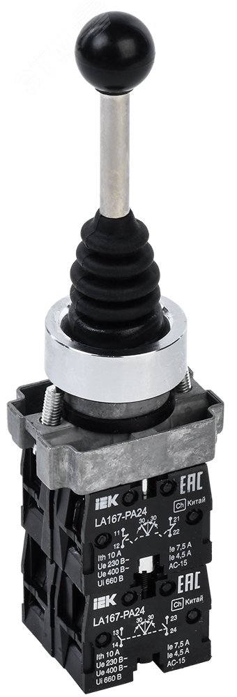 Изображение товара Джойстик LA167-PA24 4 положения без фиксации черный для промышленного управления