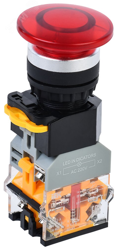 Изображение товара Кнопка D8-11MD ''Грибок'' d=22мм 1з+1р с подсвет. красная (шт)