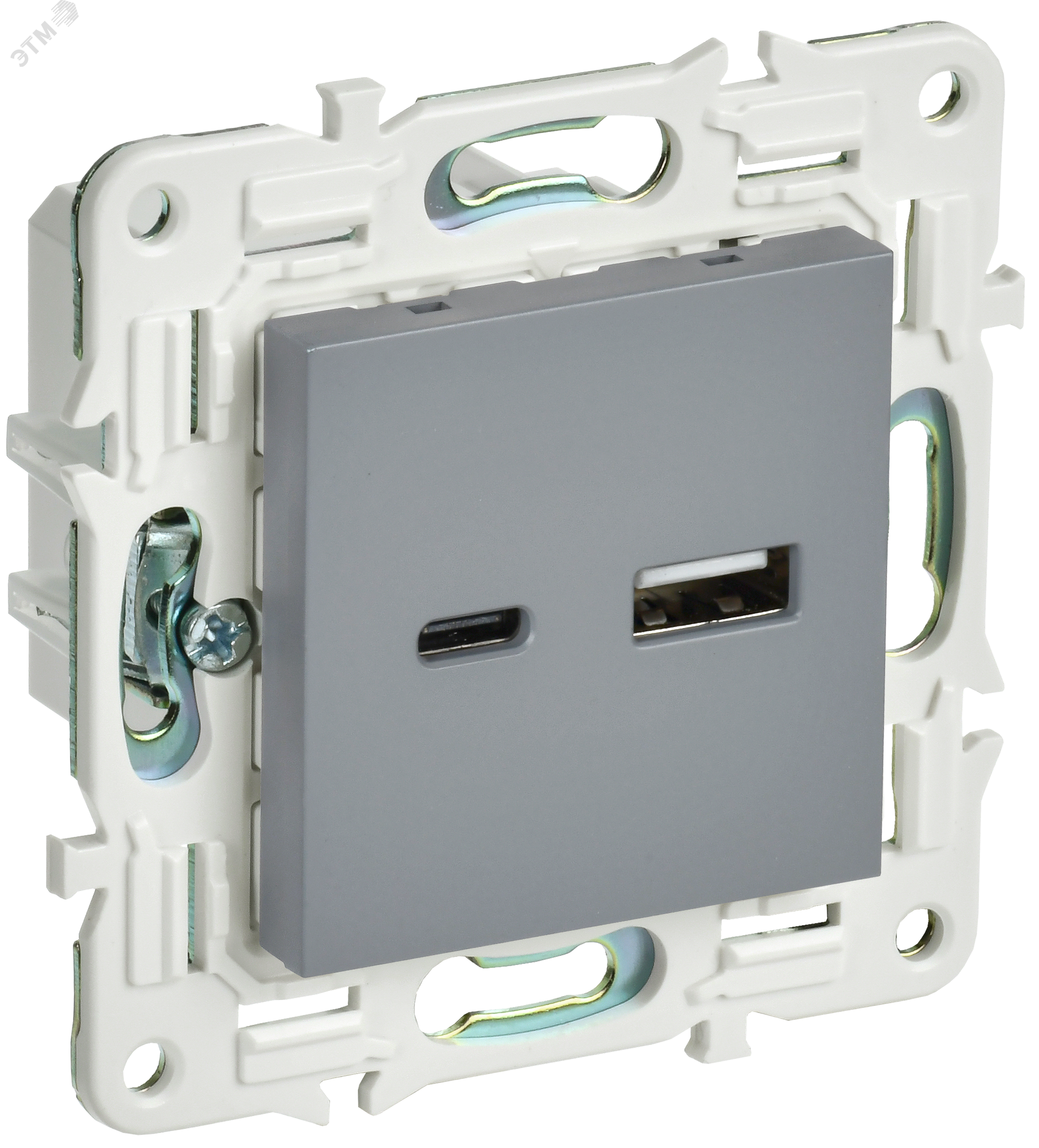 Изображение товара Розетка USB SKANDY серии SKANDY 18Вт USB A+C для быстрой зарядки серый IEK