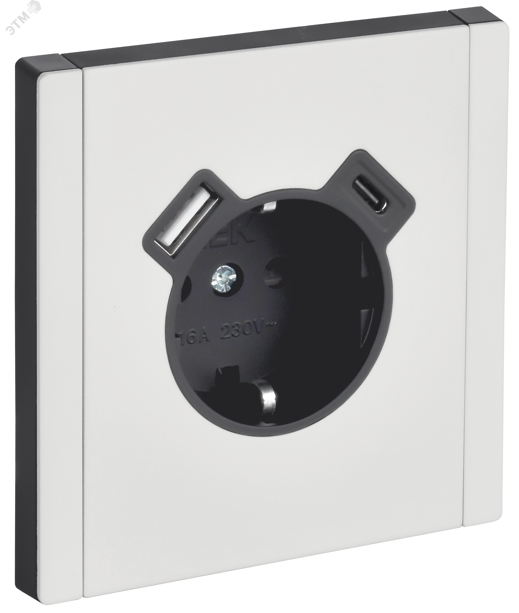 Изображение товара Розетка 1-местная с заземлением и USB IEK FORTE&PIANO белая