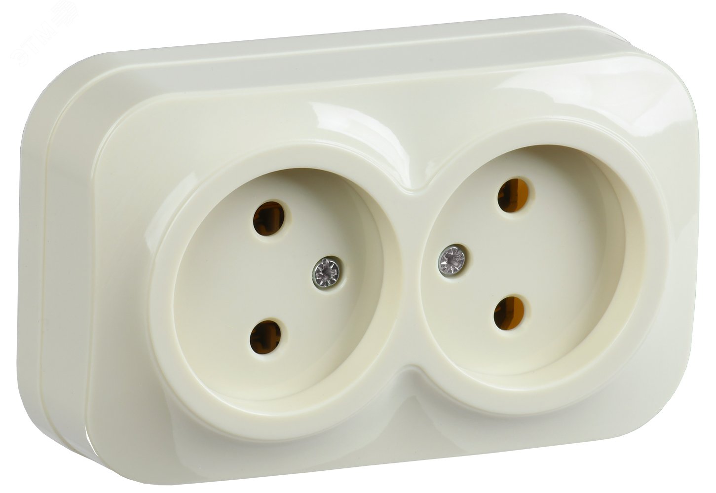 Изображение товара Двухместная наружная розетка серии GLORY кремовая, IP20, 10 А