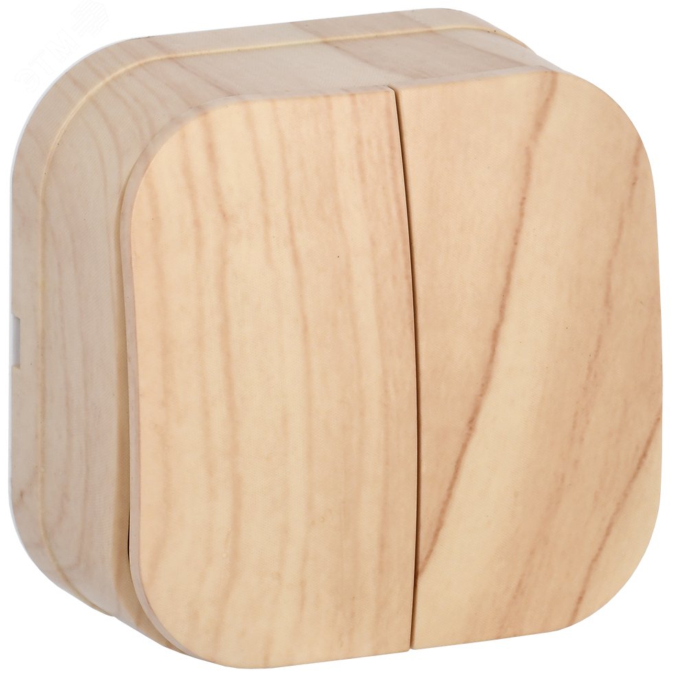 Изображение товара Выключатель двухклавишный наружный серии GLORY 10А сосна