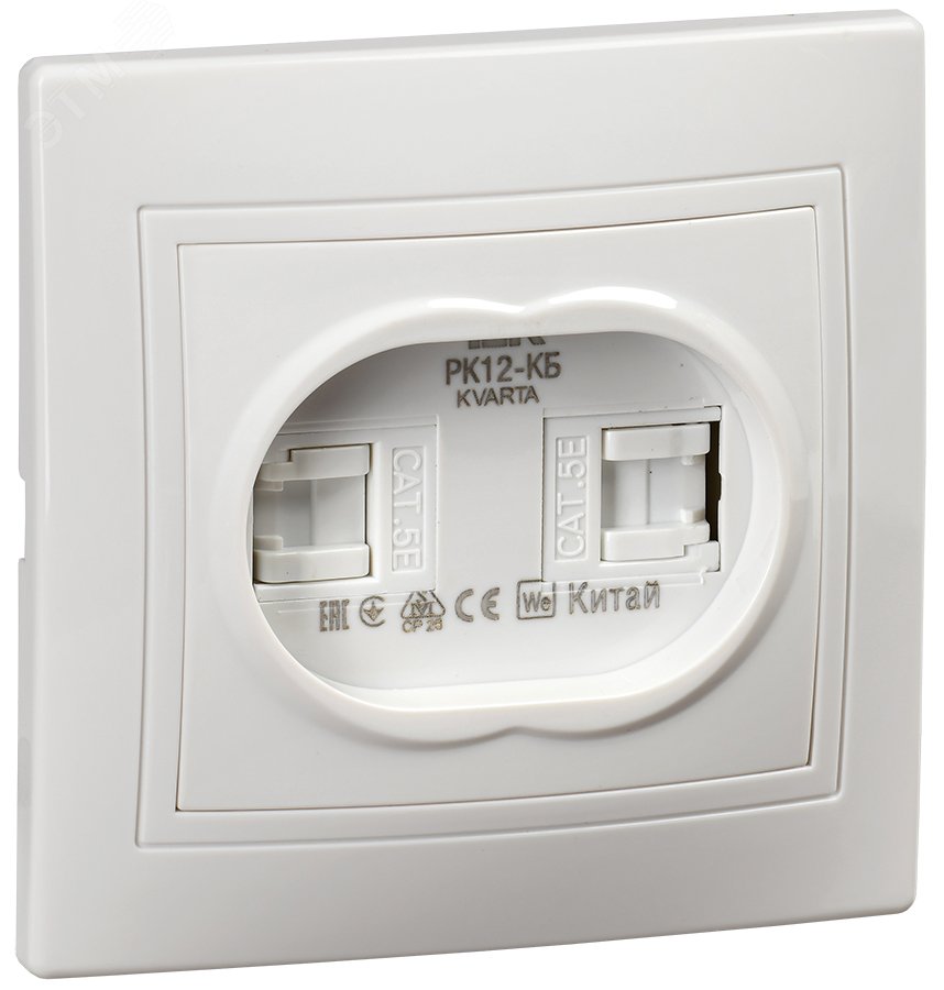 Изображение товара KVARTA Розетка RJ45 кат.5е 2-местная белая