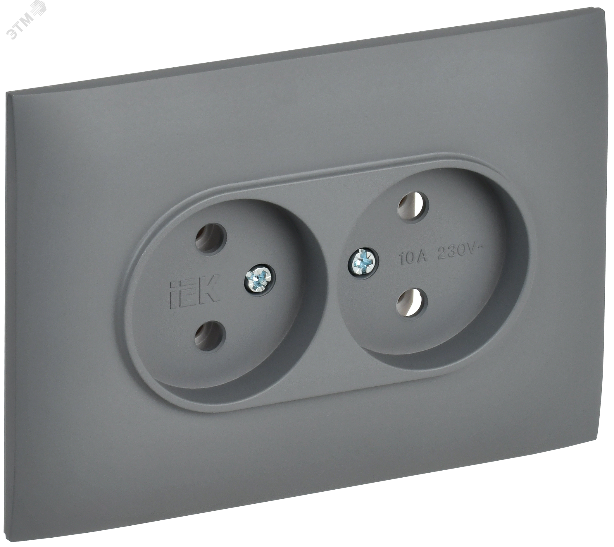 Изображение товара Розетка двойная без заземления без шторок серия SKANDY IEK 10А серый