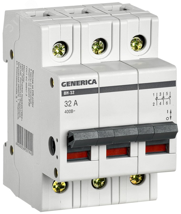 Изображение товара Выключатель нагрузки 3п ВН-32 GENERICA 32А для автоматизации электросетей