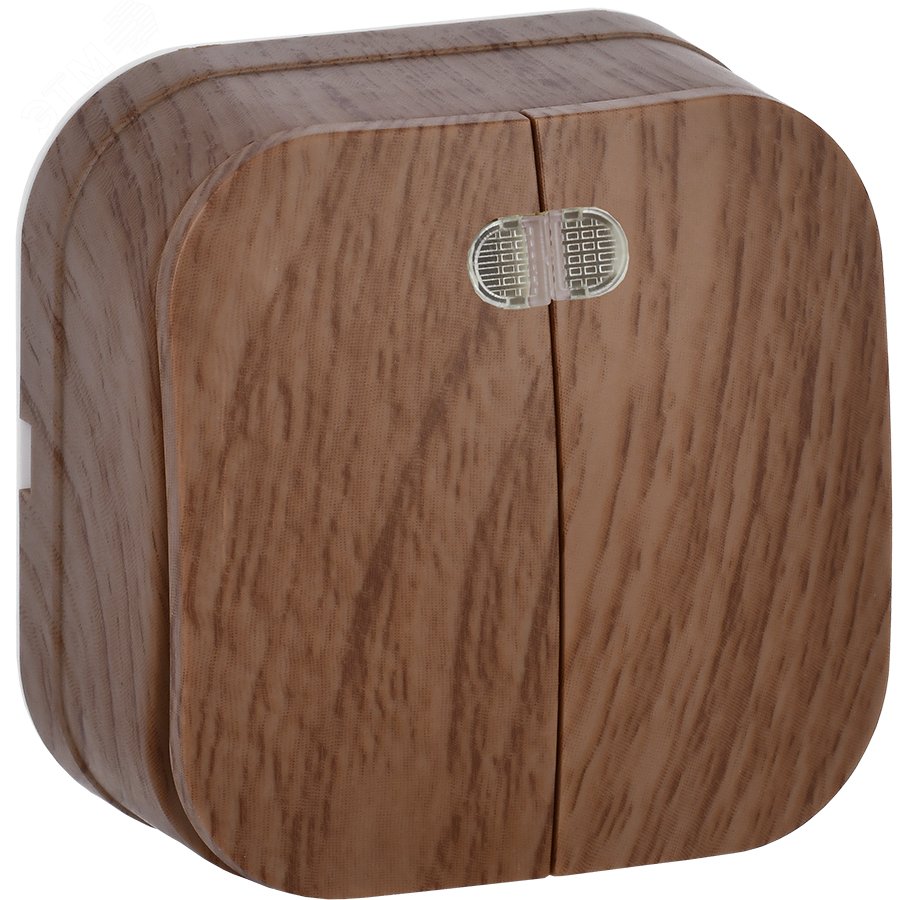 Изображение товара GLORY Выключатель двухклавишный наружный дуб с индикацией (шт)