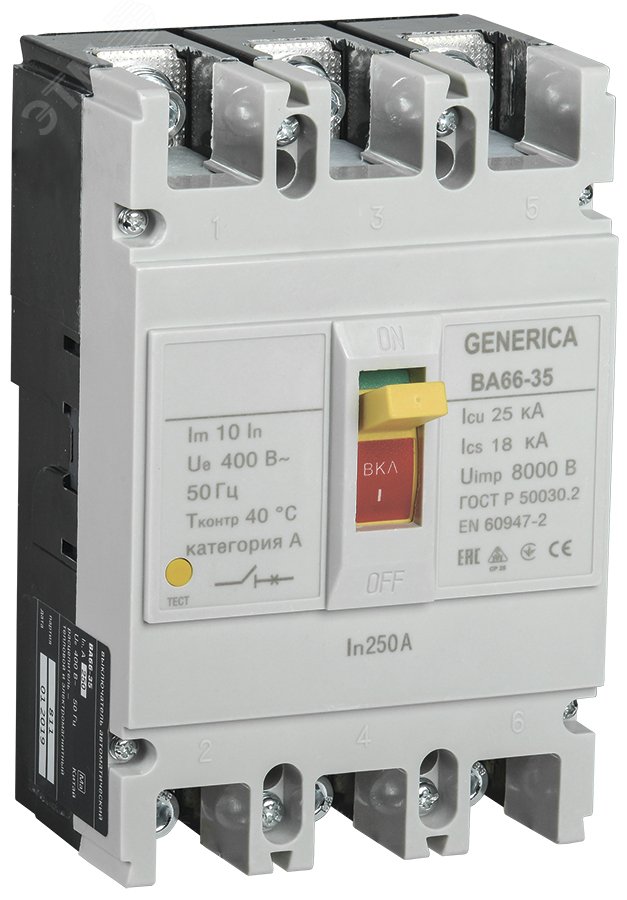 Изображение товара Автоматический выключатель ВА66-35 3Р 250А 25кА GENERICA