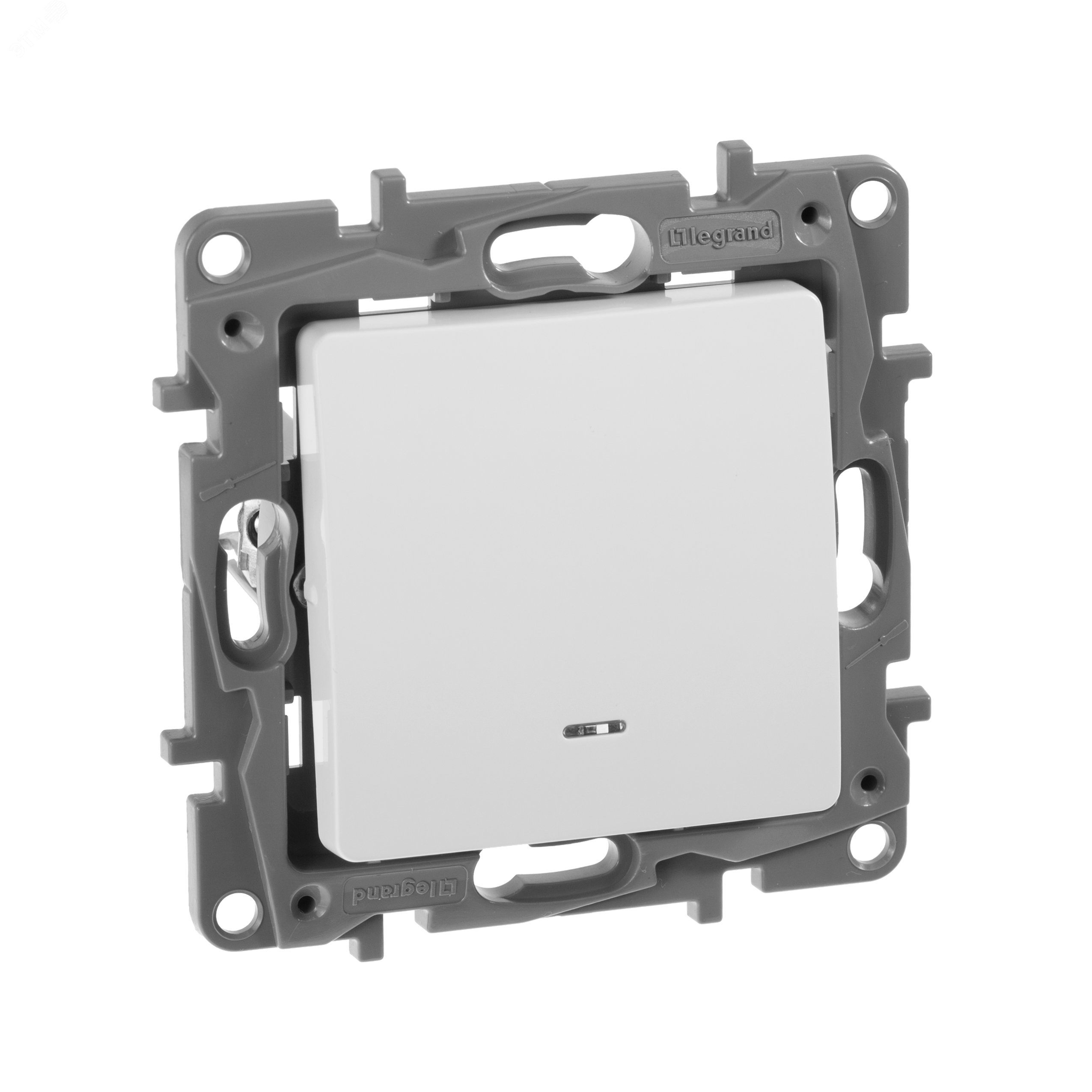 Изображение товара Выключатель 1-клавишный с подсветкой ETIKA 10А скрытого монтажа белый