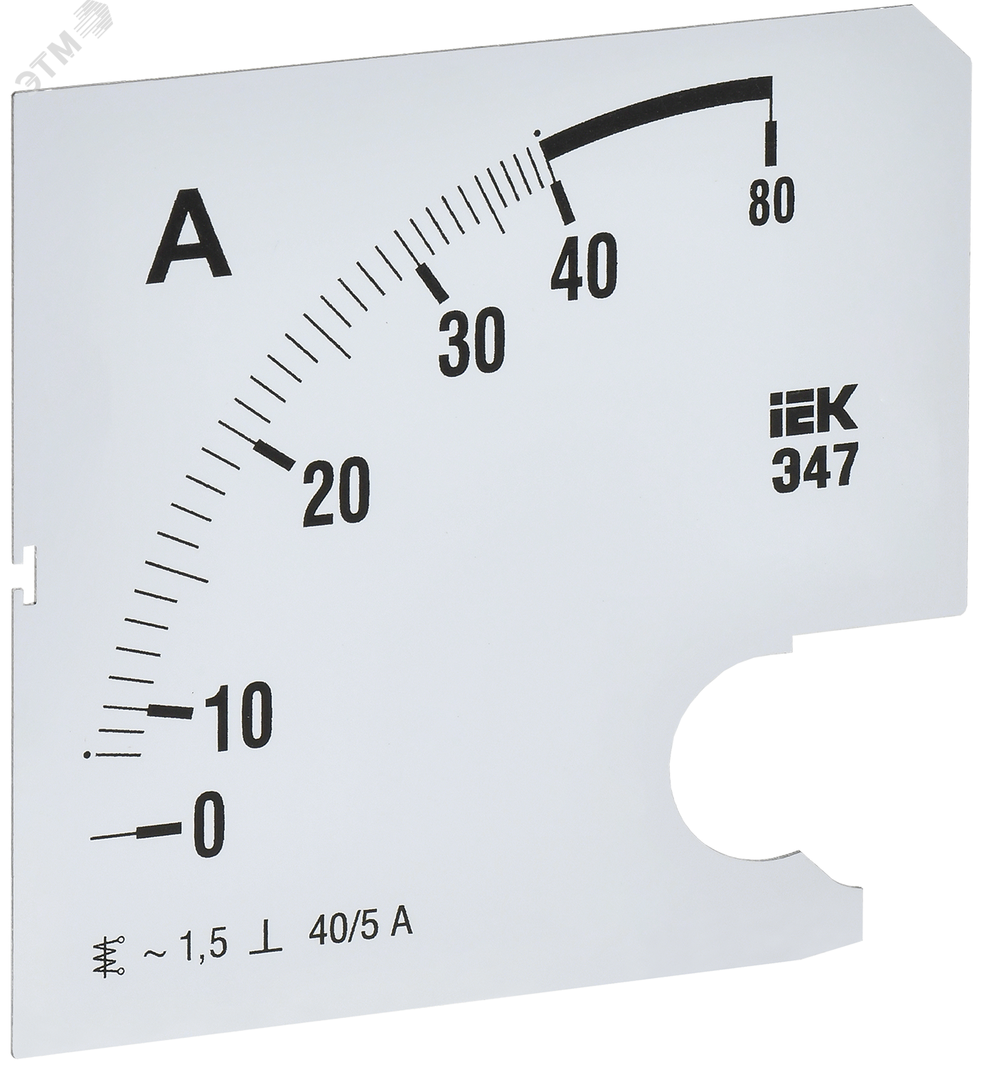 Изображение товара Шкала сменная для амперметра Э47 40А класс точности 1,5 96х96мм