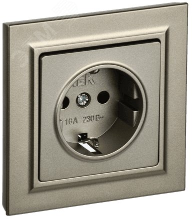Изображение товара Розетка 1 пост с заземлением и защитными шторками 16А серия BRITE IEK