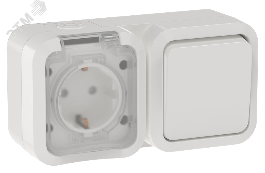 Изображение товара Блок розетка и выключатель горизонтальный 16А IP55 IEK TS342