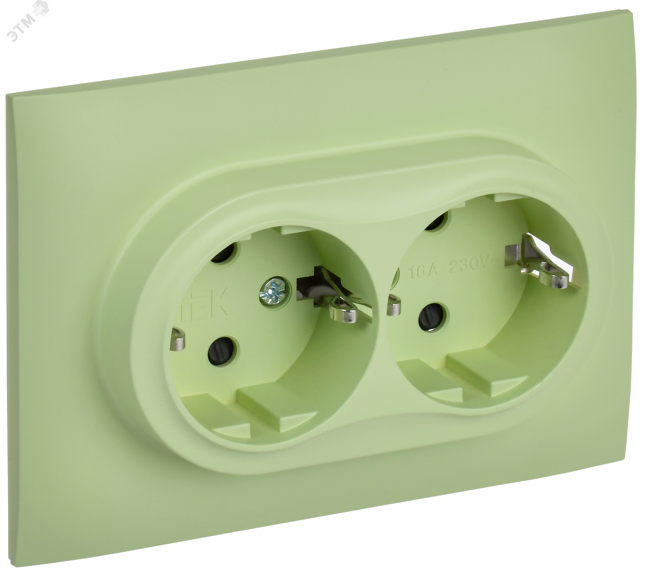 Изображение товара SKANDY Розетка 2-местная с заземлением с защитными шторками 16А в сборе SK-R07G мятный IEK (шт)