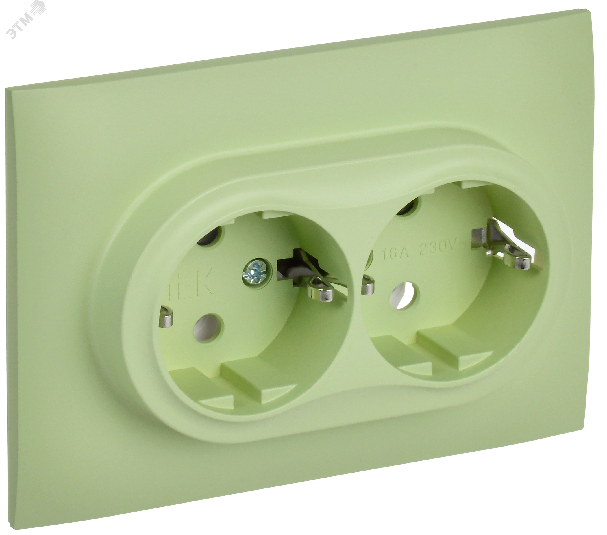 Изображение товара Двойная силовая розетка серия SKANDY с заземлением без защитных шторок 16А IEK