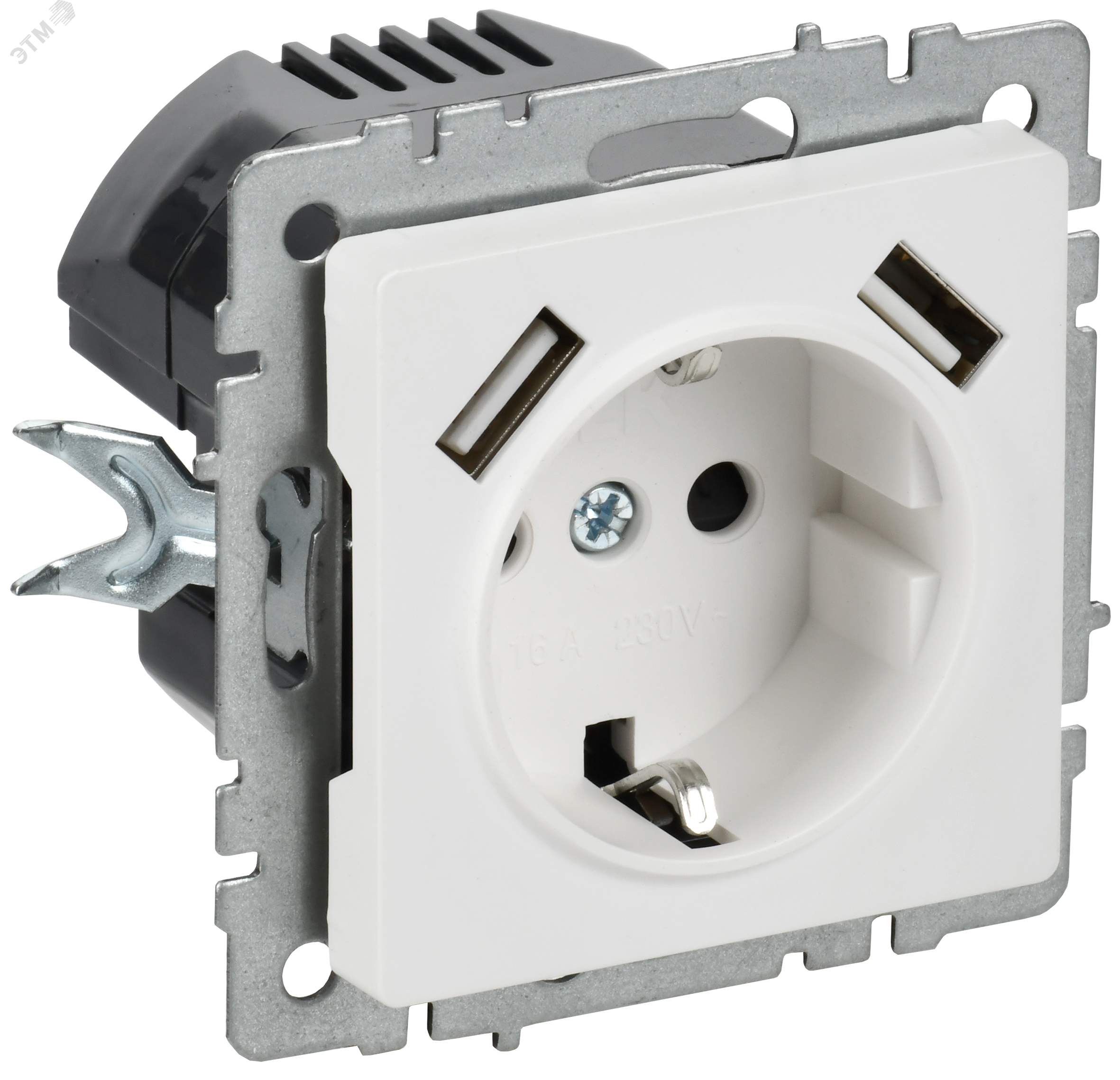 Изображение товара BRITE Розетка 1-местная с заземлением 16А с USB A+A 5В 3,1А