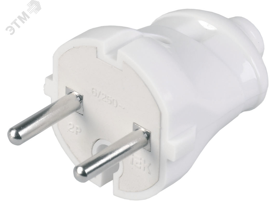 Изображение товара Вилка штепсельная белая 6 А для электроприборов и удлинителей
