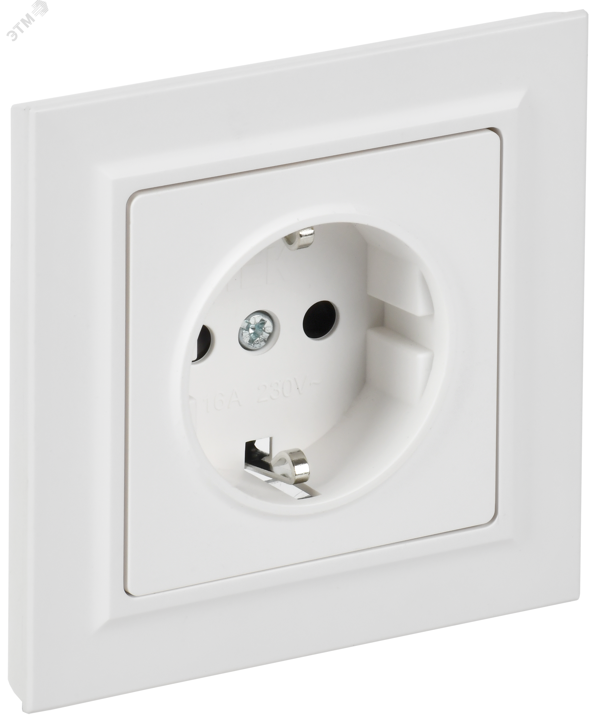 Изображение товара Розетка 1-местная с заземлением и защитными шторками серии BRITE IEK 16А белая