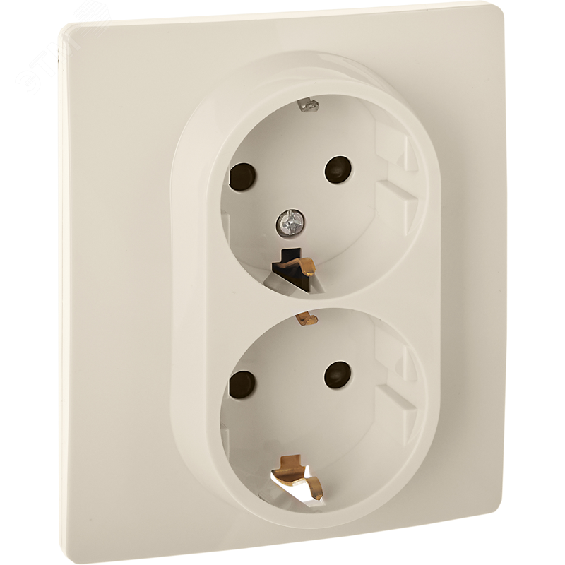Изображение товара Розетка двойная с заземлением INSPIRIA 16А бежевый скрытый монтаж