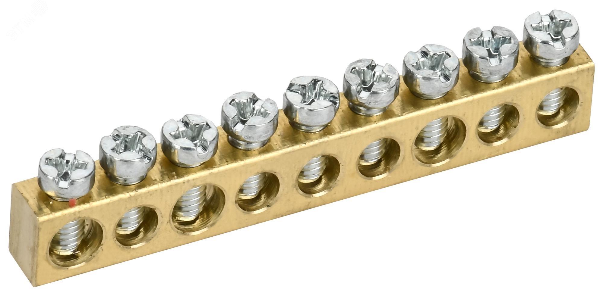 Изображение товара Шина нулевая с сечением 6х9 9 отверстий IEK для пластиковых корпусов