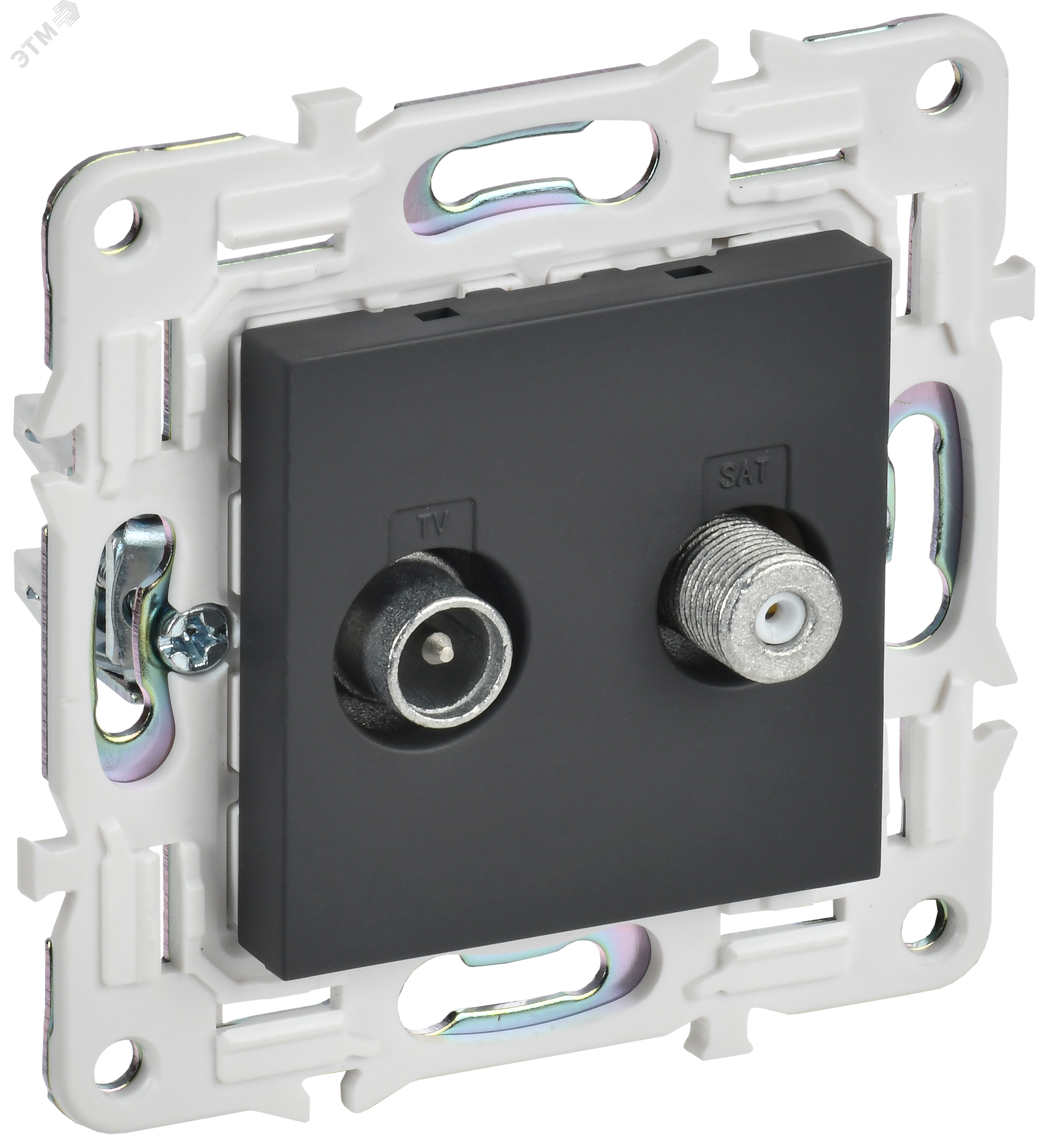 Изображение товара SKANDY Розетка двойная TV+SAT SK-A13G графит IEK - соединение для телевизора и спутниковых систем