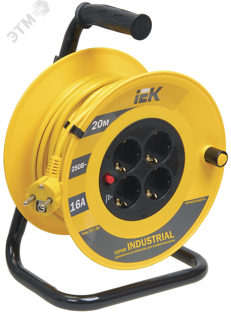 Изображение товара Удлинитель силовой 4 розетки шнур 20м ПВС 3х1.5 УК20 IEK