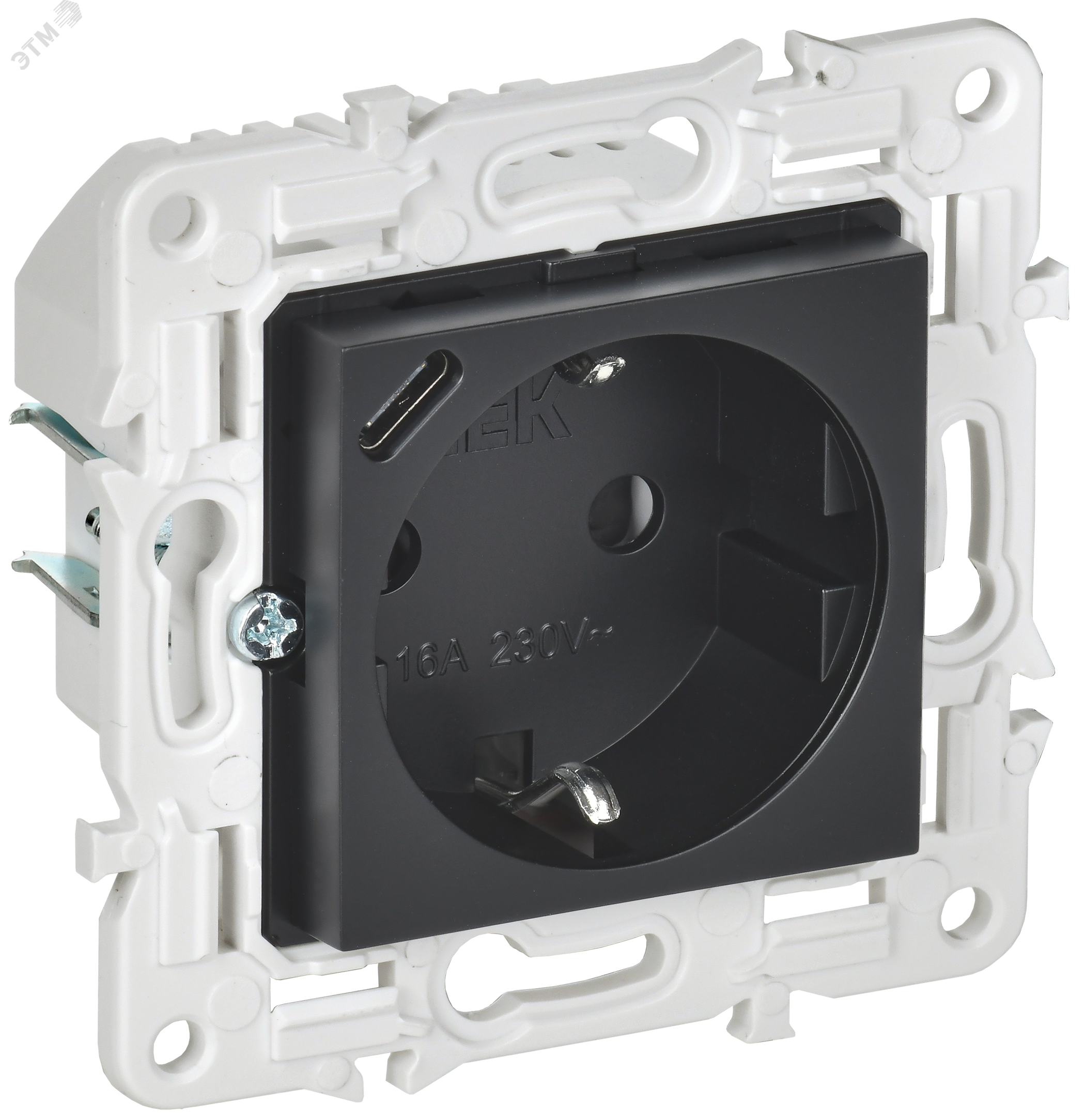 Изображение товара Розетка SKANDY с заземлением и USB C 16А 18Вт черный