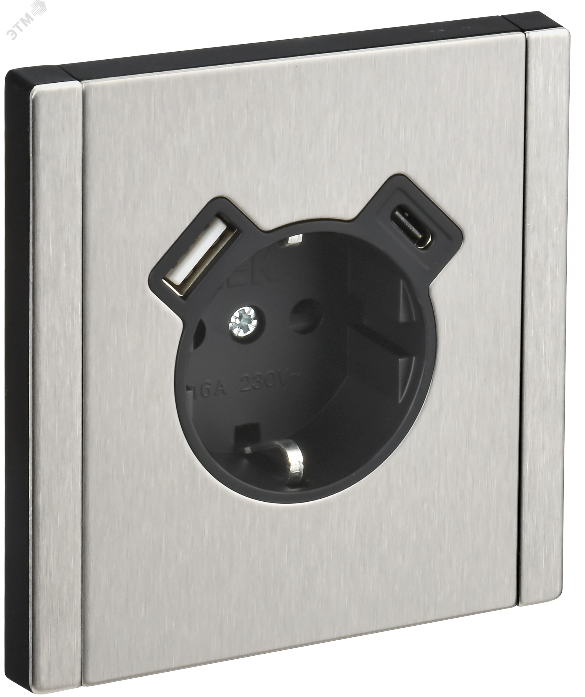 Изображение товара Розетка FORTE&PIANO 1-местная с заземлением и USB A+C 18Вт никель