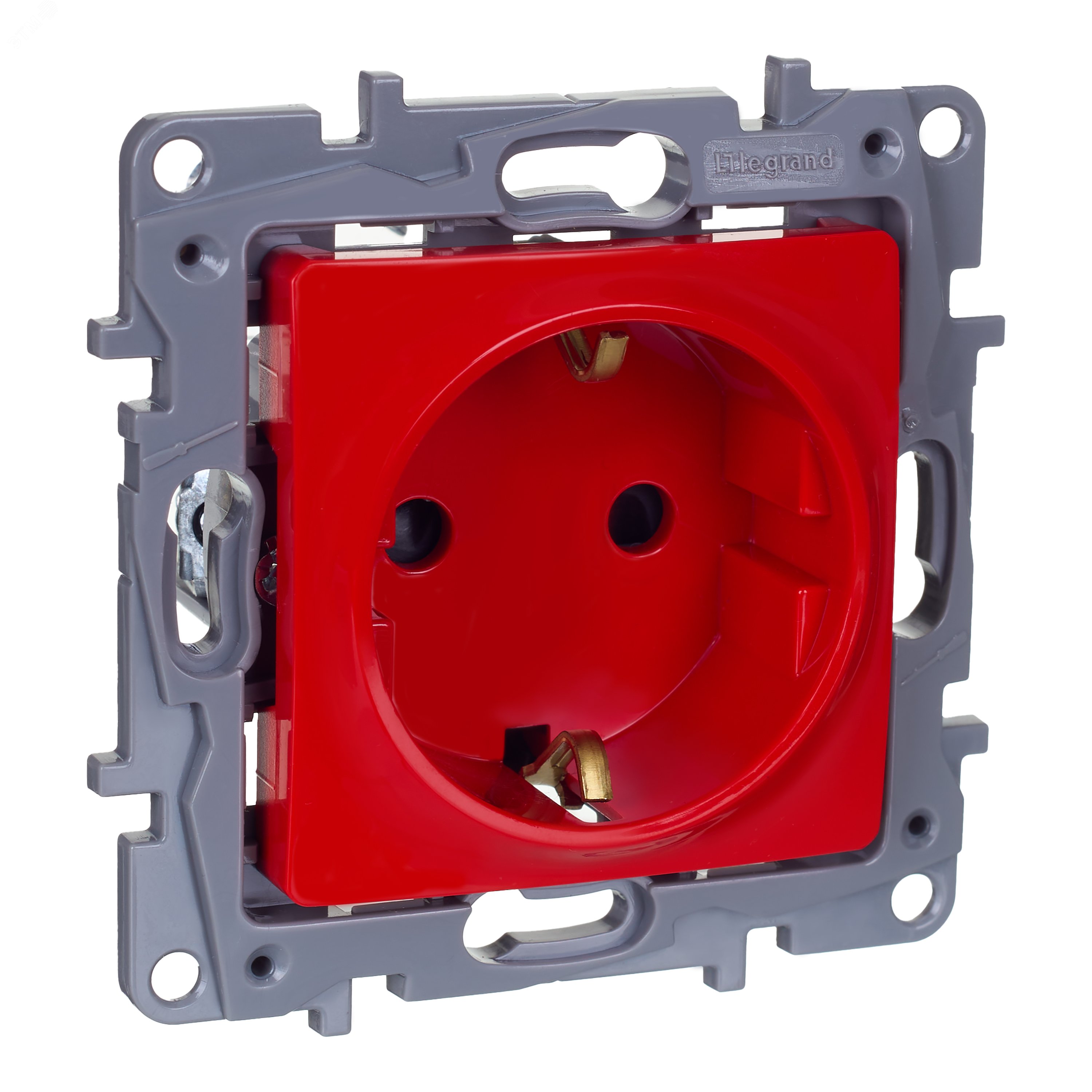 Изображение товара Розетка 1-местная с заземлением ETIKA 16А красный