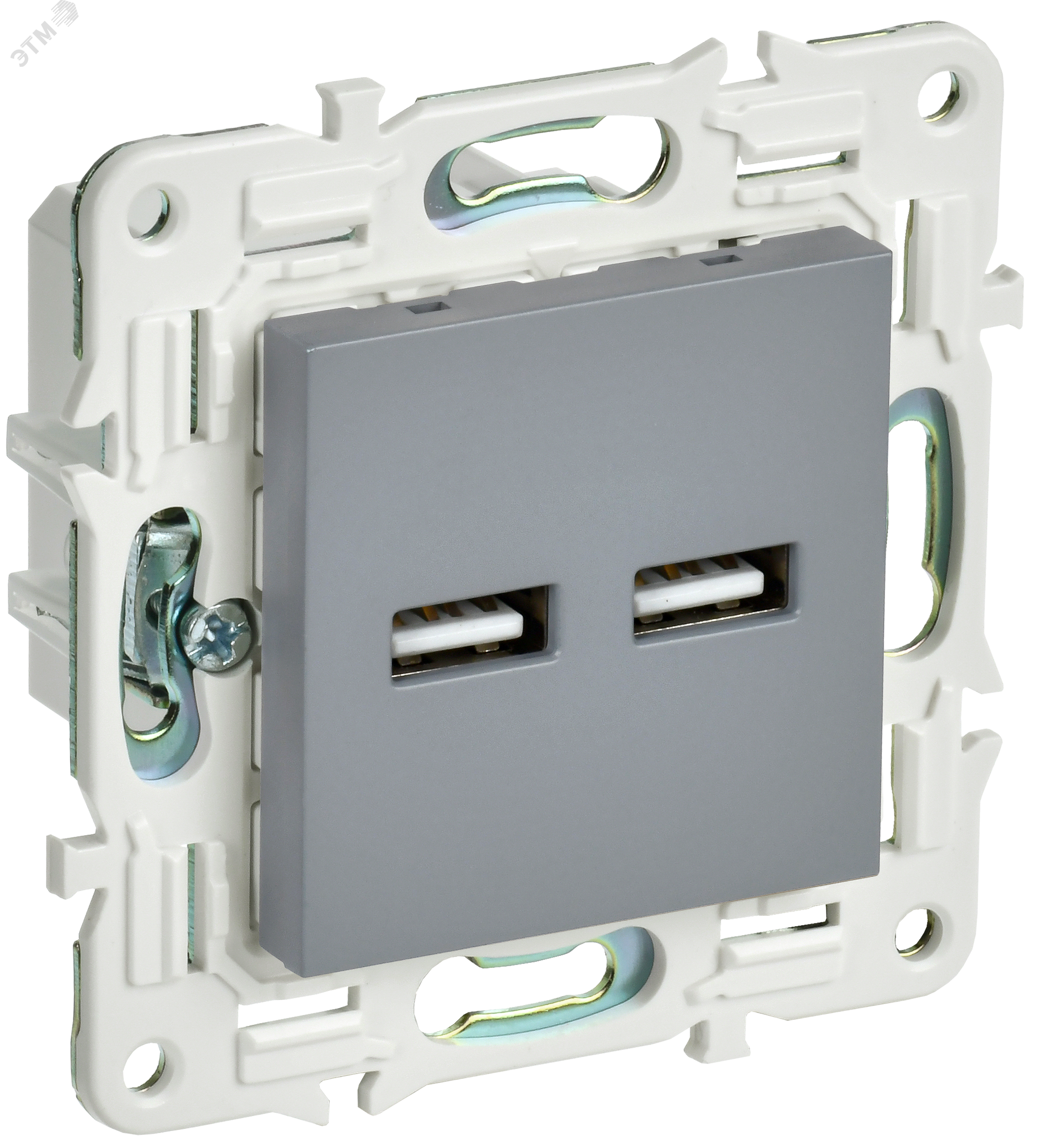 Изображение товара Розетка USB SKANDY Серия SK-R15Gr с быстрой зарядкой серый