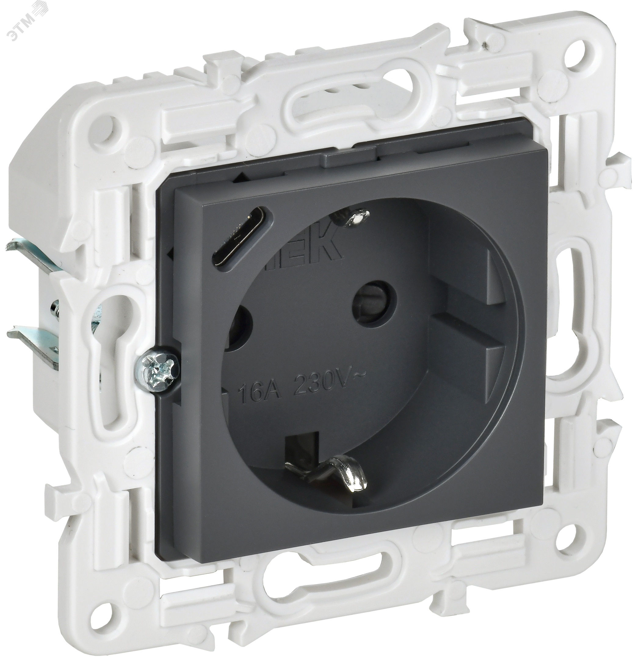 Изображение товара SKANDY Розетка с заземлением и USB C 16A 18Вт SK-R17T титан