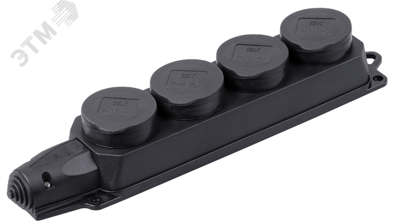 Изображение товара Розетка каучук четырехместная с защитными крышками IP44 ОМЕГА (шт)