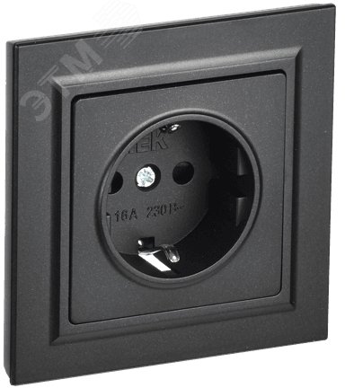 Изображение товара Розетка с заземлением серия BRITE IEK 16А черная с защитными шторками