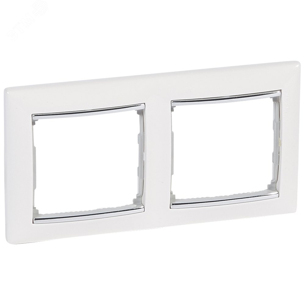 Изображение товара Рамка 2-местная белая с серебряным штрихом VALENA для скрытого монтажа