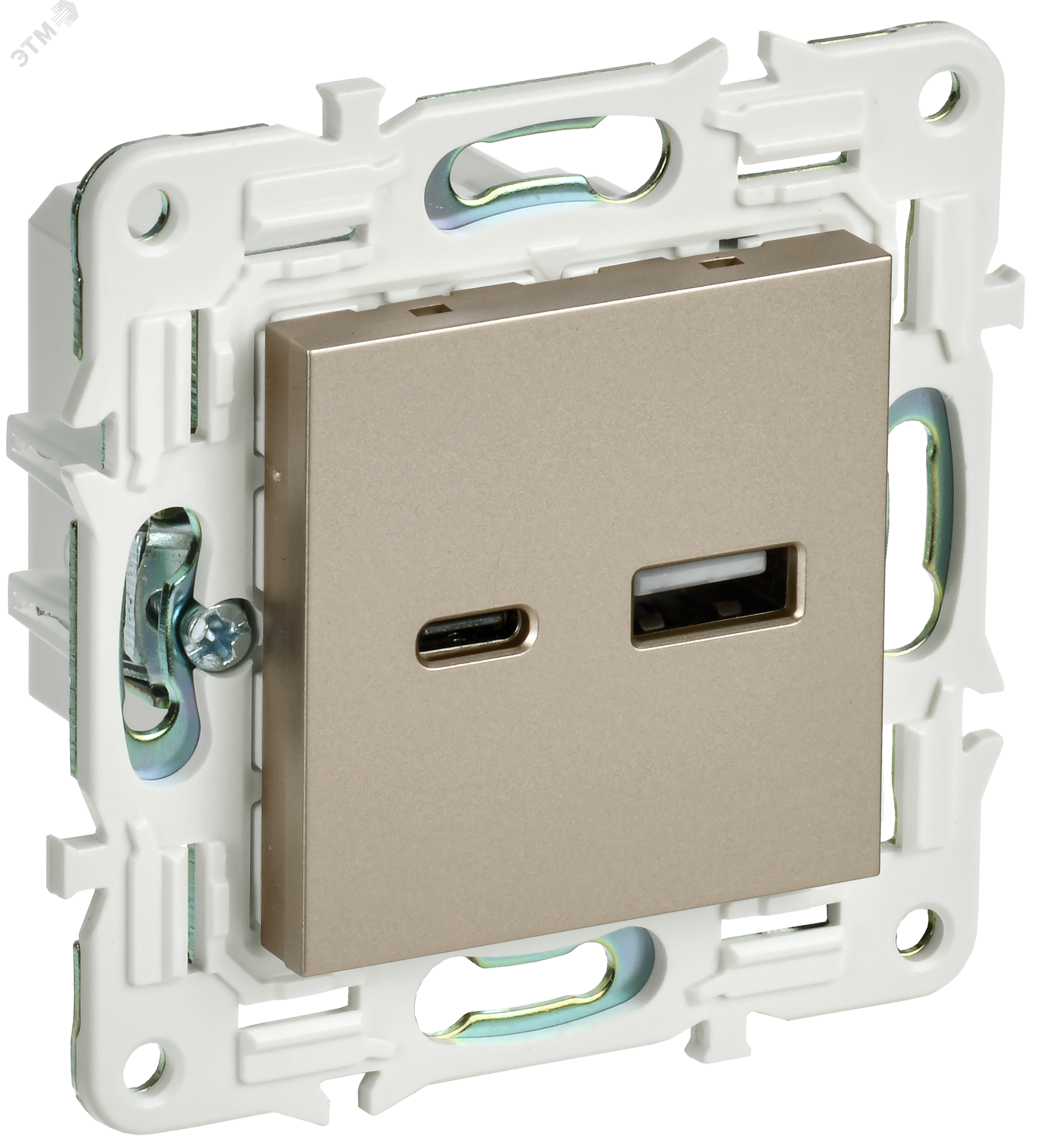 Изображение товара Розетка USB SKANDY модель SK-R13Sh шампань с двумя портами для быстрой зарядки