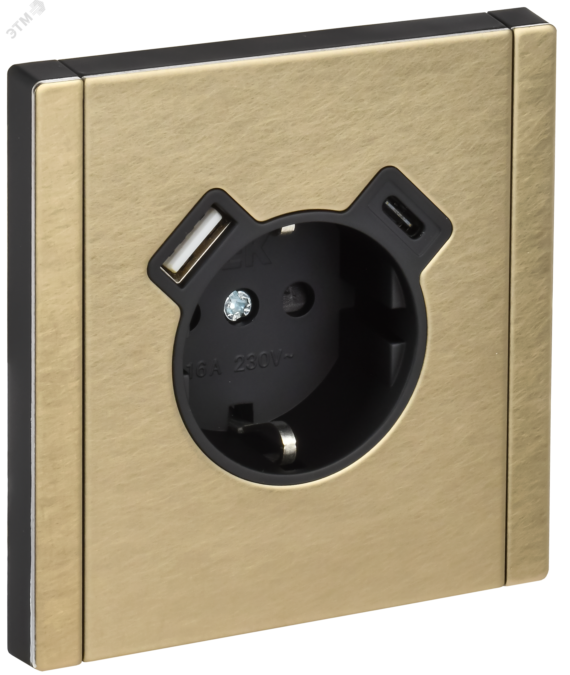 Изображение товара Розетка с заземлением и USB А+C 18Вт Forte&Piano металл шампань IEK FP647M