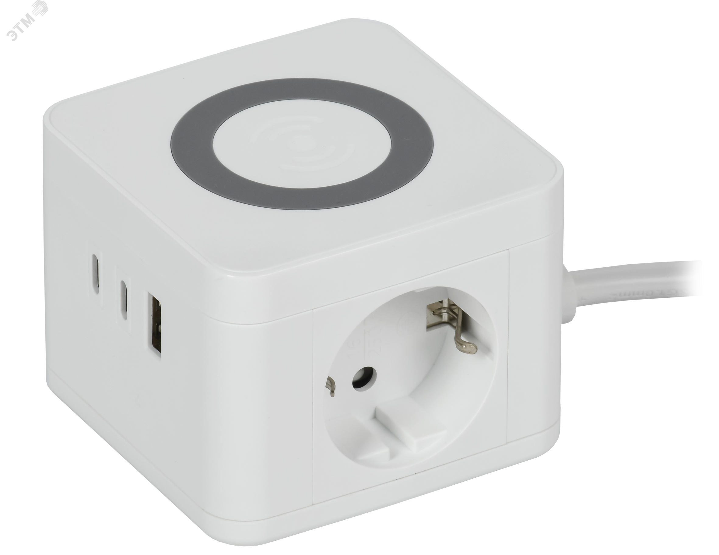 Изображение товара Удлинитель с беспроводной зарядкой 10 Вт IEK DOMINIC У02К 2 места