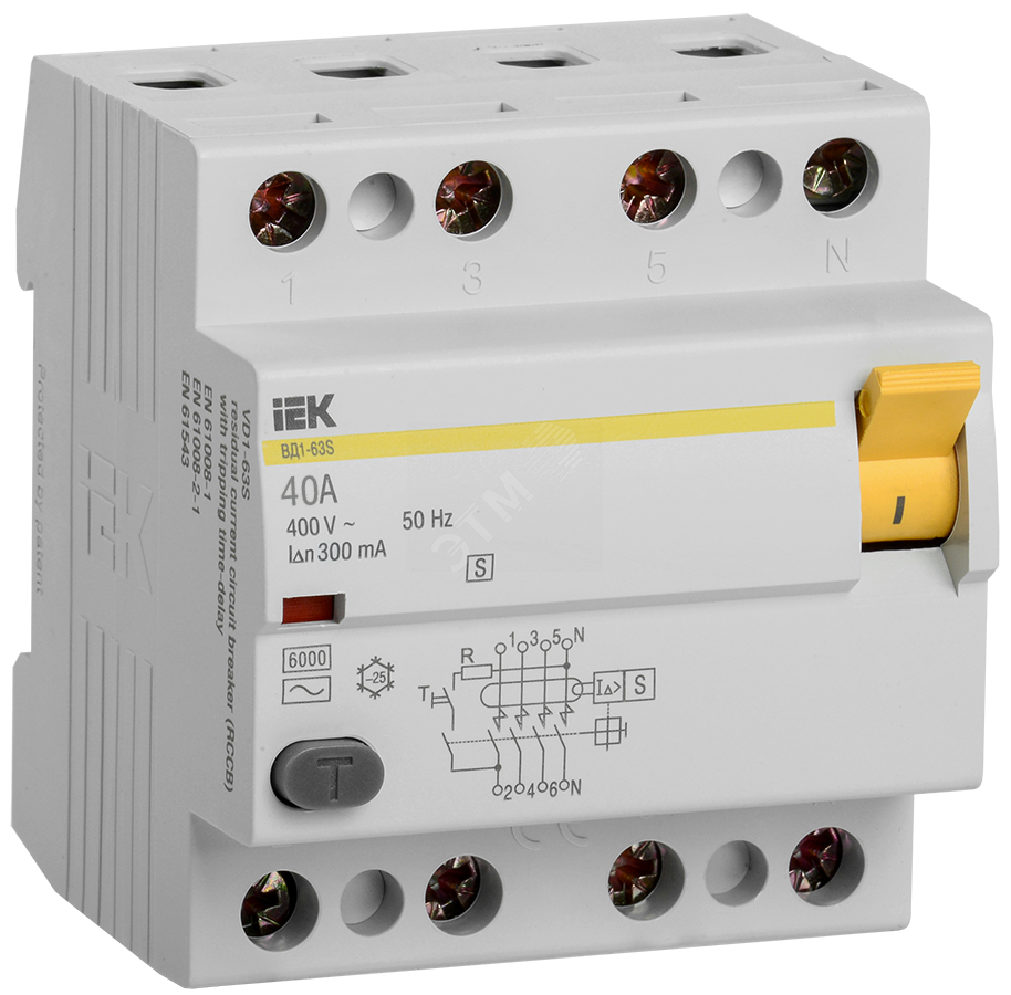 Выключатель дифференциального тока (УЗО) ВД1-63S 4Р 40А 300мА ...
