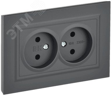 Изображение товара BRITE Розетка 2-местная без заземления без защитных шторок 10А в сборе РС12-2-БрГ графит IEK (шт)