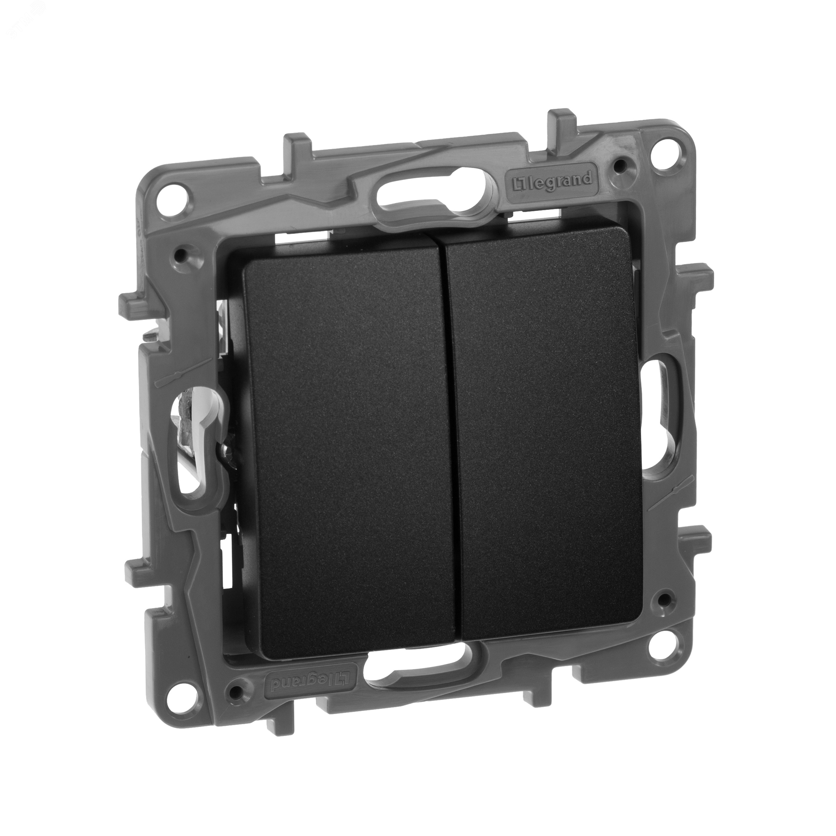 Изображение товара Выключатель 2-клавишный проходной 10А ETIKA антрацит