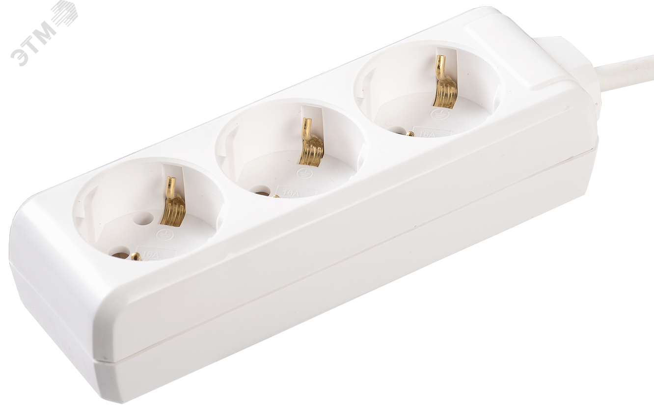 Изображение товара Удлинитель бытовой 3 розетки шнур 3м с заземлением 16А