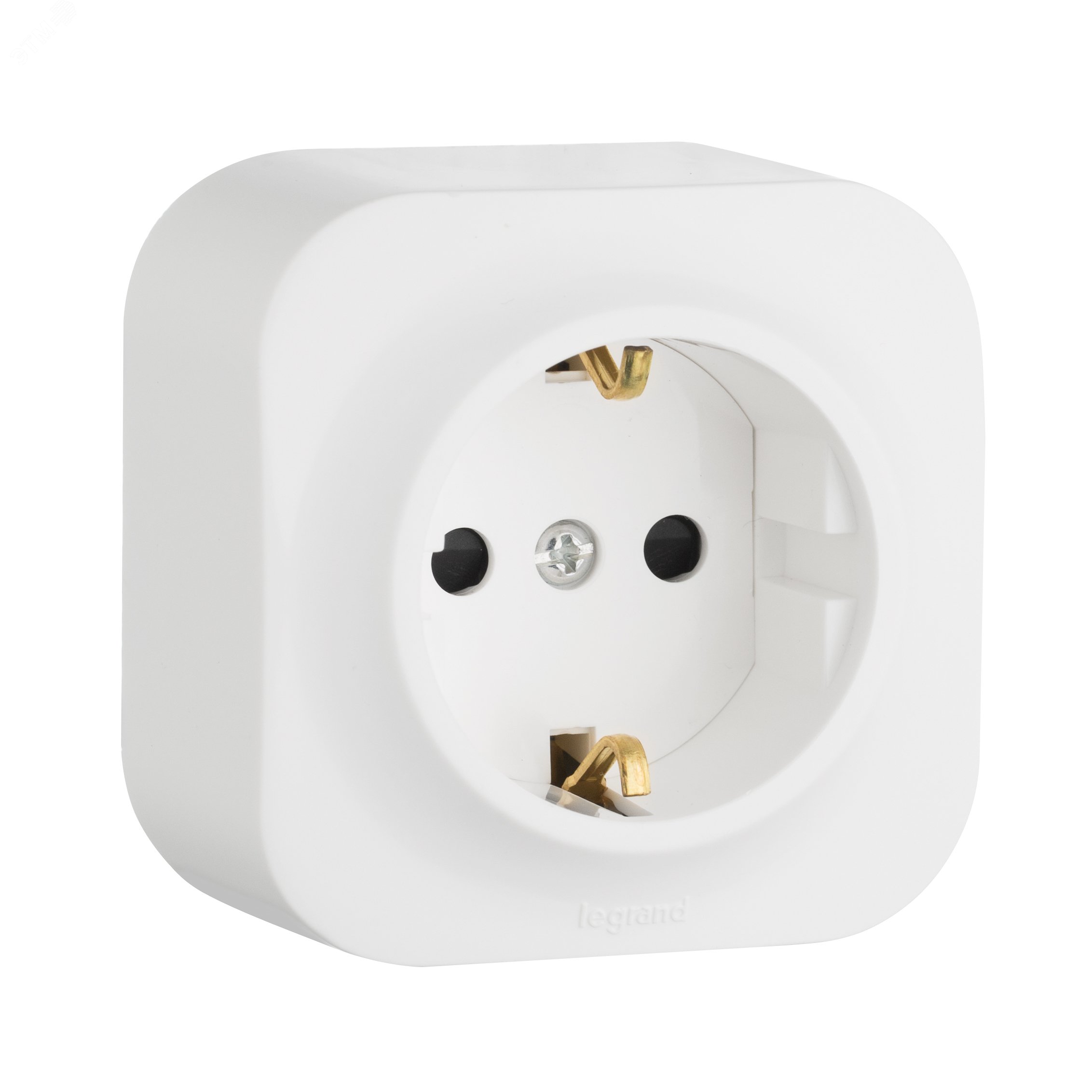 Изображение товара Розетка 1-местная для открытого монтажа с заземлением и защитными шторками QUTEO 220 В 16 А белая