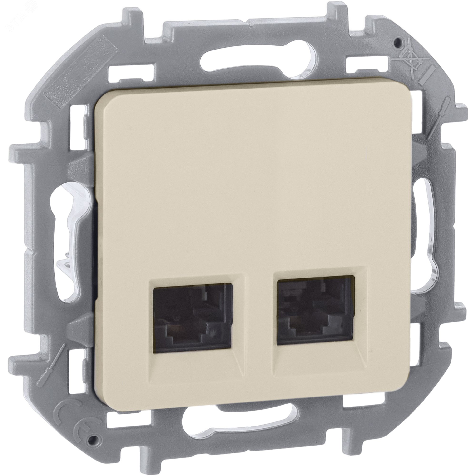 Изображение товара Розетка компьютерная двойная RJ45 категория 6 UTP слоновая кость INSPIRIA (шт)