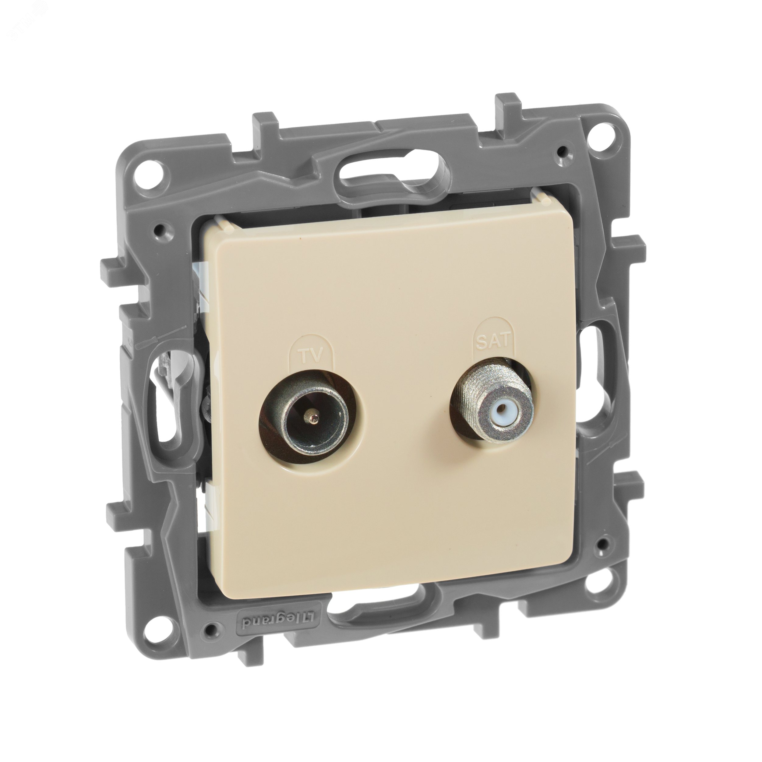 Изображение товара Розетка двойная TV+SAT тип звездочка ETIKA скрытая монтаж стильная бежевый
